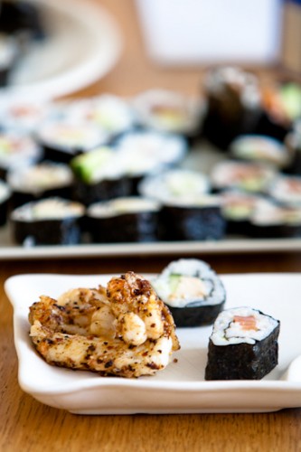 Smjörsteiktur humar með sem "sashimi" Smjörsteiktur humar með sem "sashimi"